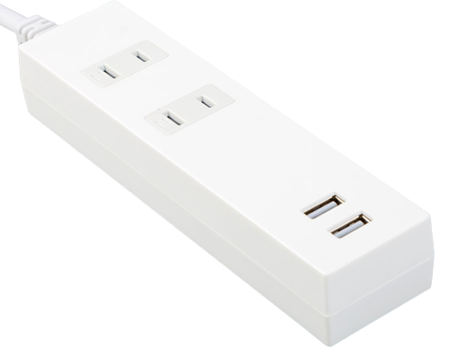 Extension Cord Power Strip with 2 AC Outlets and 2 USB-A Ports